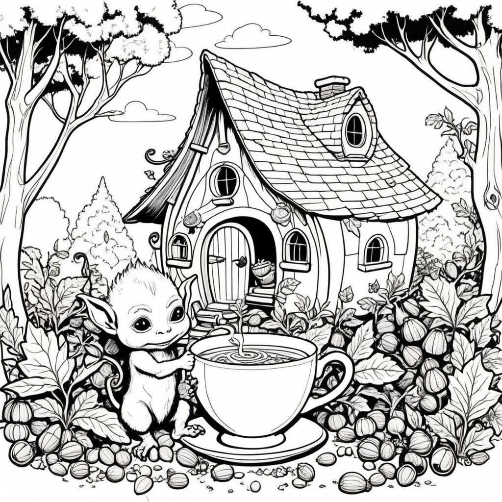 Cozy Goblincore Coloring Pages - 25 Whimsical Fantasy Prints - Image 7